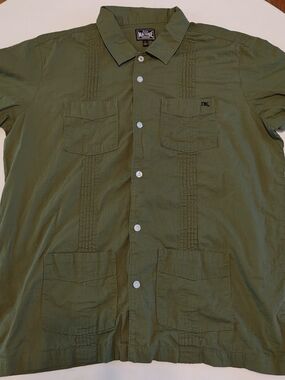 Loser Machine Olive Green Guyabera Button-Up Shirt - L